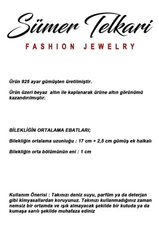 Işıltılı Yonca Rodyumlu 925 Ayar Gümüş Bileklik 4939