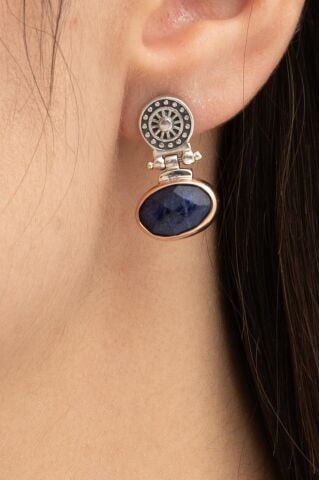 Safir Taşlı Antik Elişi Gümüş Set 2839