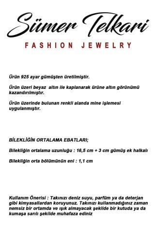 Mineli Nazar Boncuklu Rodyumlu 925 Ayar Gümüş Ezme Bileklik 4941