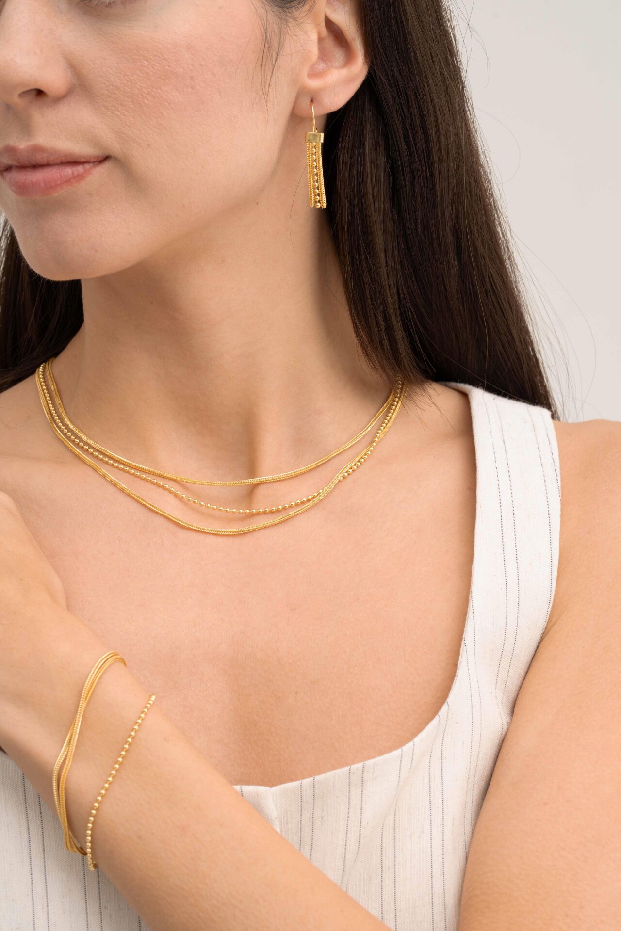 Midyat Hasırı Tasarım Elişi Altın Kaplama Gümüş Set 2841