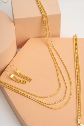 Midyat Hasırı Tasarım Elişi Altın Kaplama Gümüş Set 2841