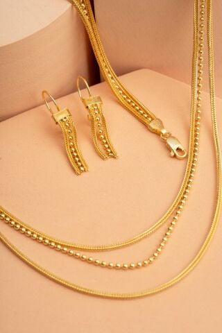 Midyat Hasırı Tasarım Elişi Altın Kaplama Gümüş Set 2841