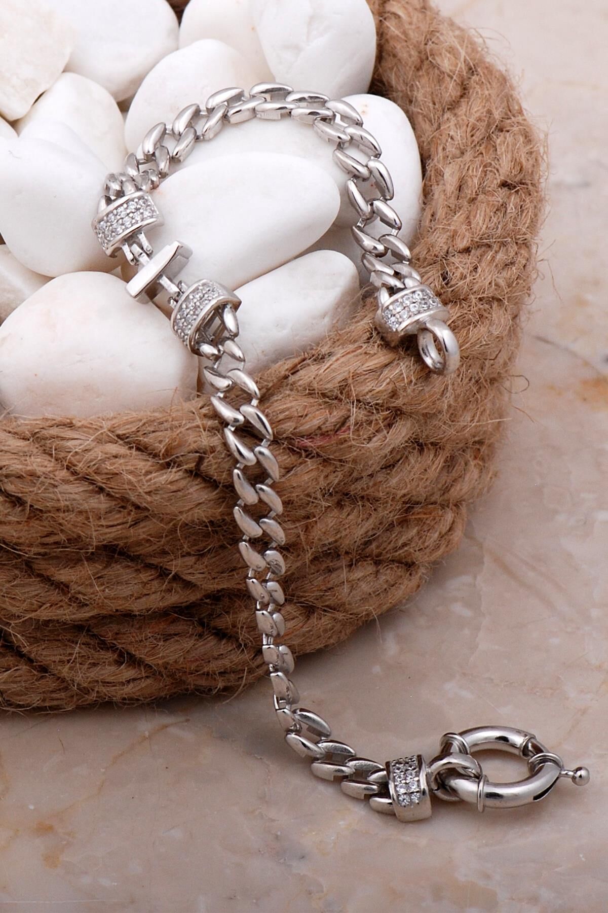 İ Harfli Gurmet Rodyumlu Gümüş Bileklik 4067