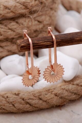 Papatya Rose Halka Gümüş Küpe 5745