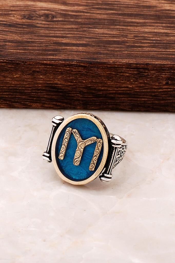 Kayı Boyu Tasarım Gümüş Erkek Yüzük 804