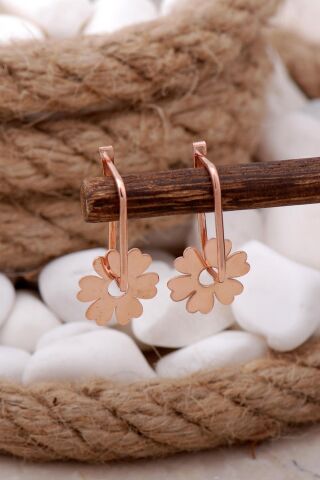 Çiçek Rose Halka Gümüş Küpe 5747