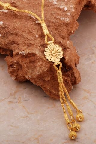 Telkari İşlemeli Kazaziye İşlemeli Altın Yaldızlı Gümüş Kolye 8018