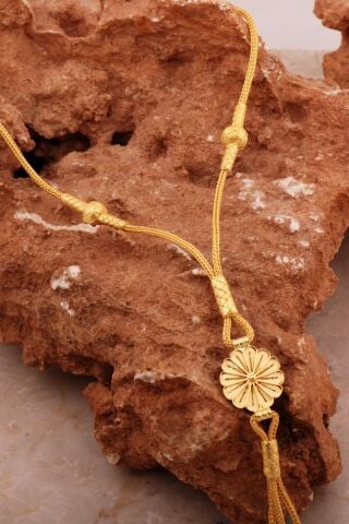 Telkari İşlemeli Kazaziye İşlemeli Altın Yaldızlı Gümüş Kolye 8018