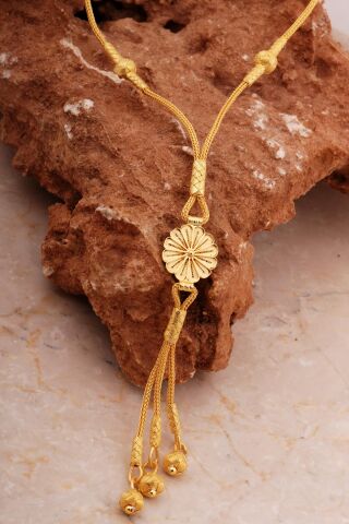 Telkari İşlemeli Kazaziye İşlemeli Altın Yaldızlı Gümüş Kolye 8018