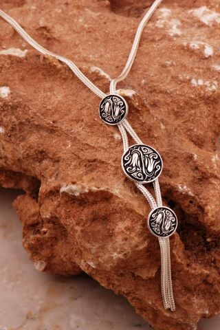 Lale Motifli Midyat Hasırı Gümüş Set Takım 2781