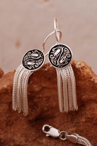 Lale Motifli Midyat Hasırı Gümüş Set Takım 2781