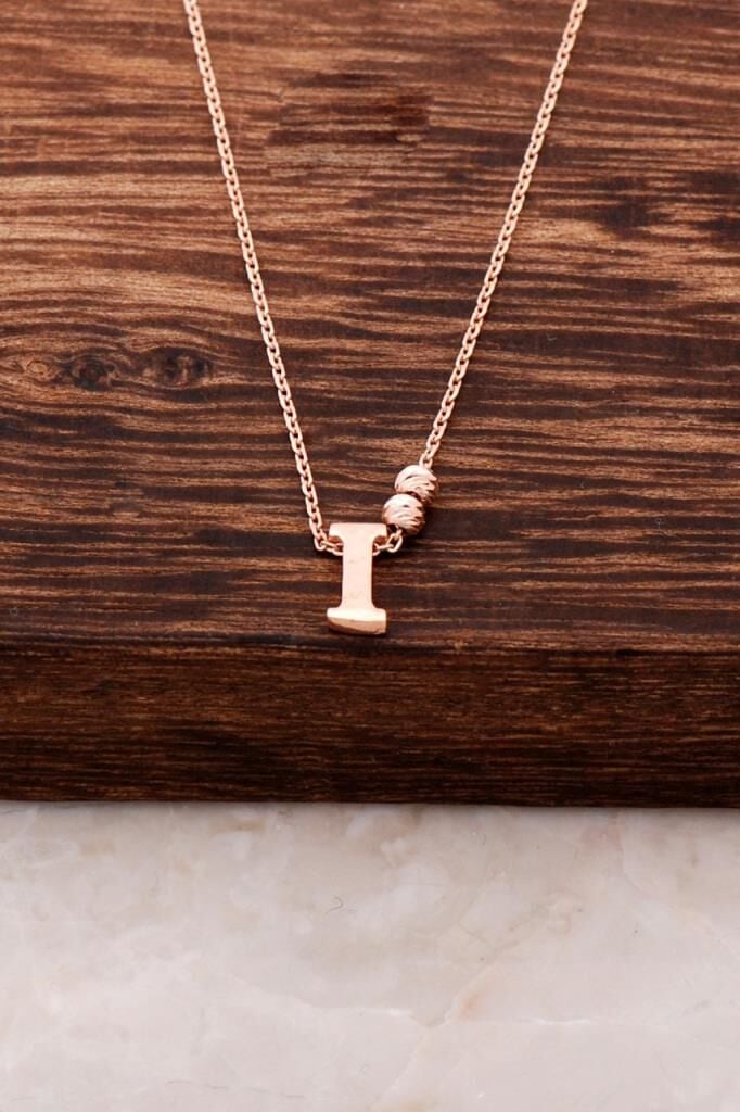 I Harfli Tasarım  Rose Gümüş Kolye 3812