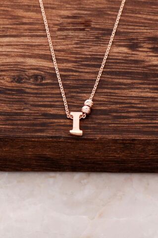 I Harfli Tasarım  Rose Gümüş Kolye 3812
