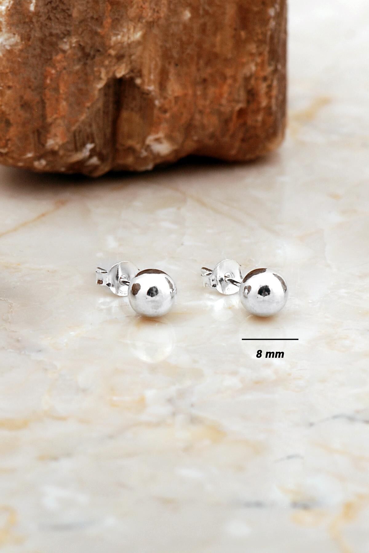 8 Mm Gümüş Top Küpe 7417