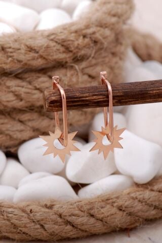 Güneş Rose Halka Gümüş Küpe 5751