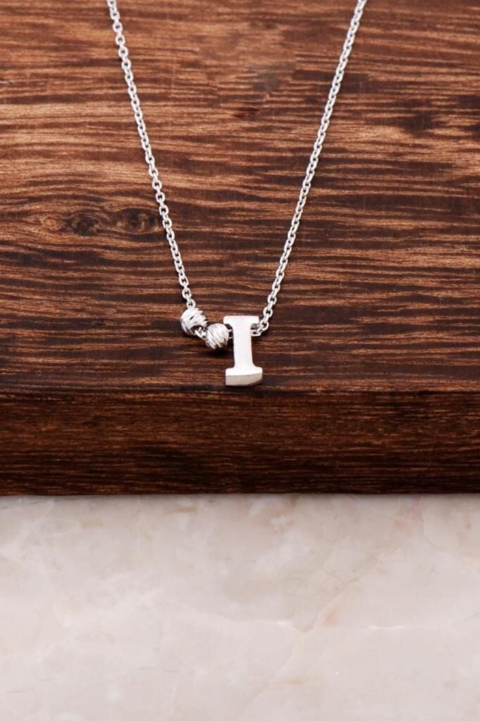 I Harfli Tasarım Gümüş Kolye 3813