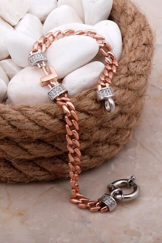 L Harfli Gurmet Rose Gümüş Bileklik 4074
