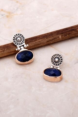 Safir Elişi Antik Tasarım Gümüş Küpe 5059