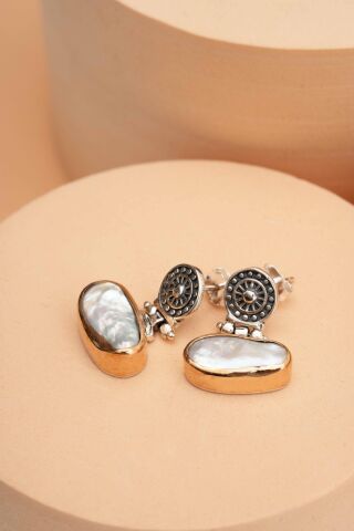 İnci Antik Tasarım Elişi Gümüş Küpe 5060