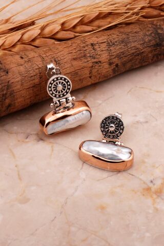 İnci Antik Tasarım Elişi Gümüş Küpe 5060