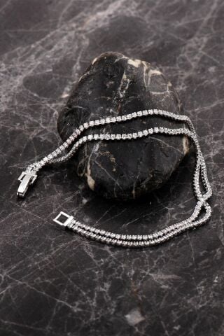 Su Yolu İki Sıralı Rodyumlu Gümüş Bileklik 4764