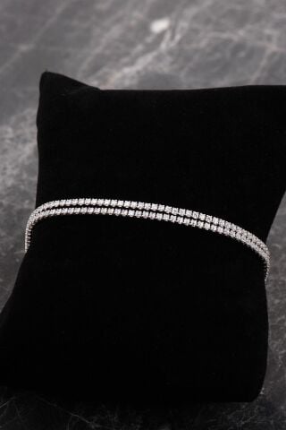 Su Yolu İki Sıralı Rodyumlu Gümüş Bileklik 4764