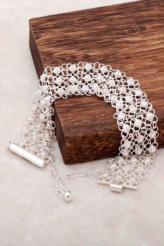 Yöresel Akıtma Kişniş Telkari Gümüş Bileklik 642