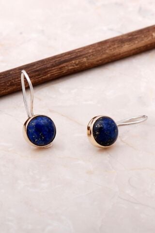 Lapis Lazuli Taşlı Elişi Trend Gümüş Küpe 5063