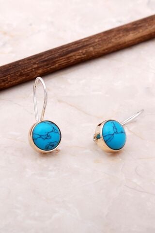 Firuze Elişi Trend Tasarım Gümüş Küpe 5067