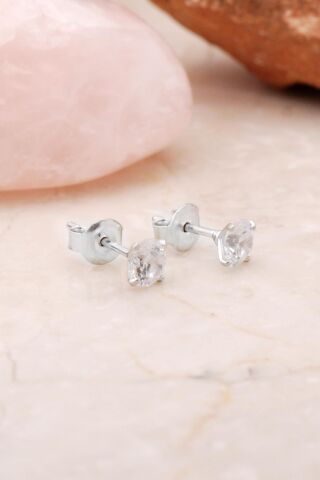 Gümüş 4 Mm Tek Taş Küpe 4786