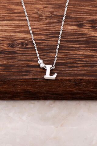 L Harfli Tasarım Gümüş Kolye 3821