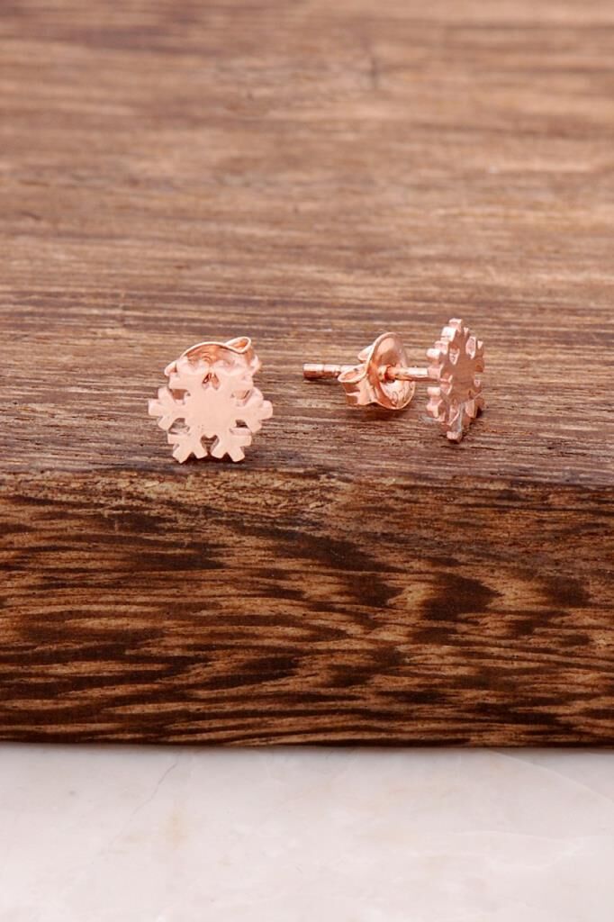 Rose Gümüş Kar Tanesi Tasarımlı Küpe 3799