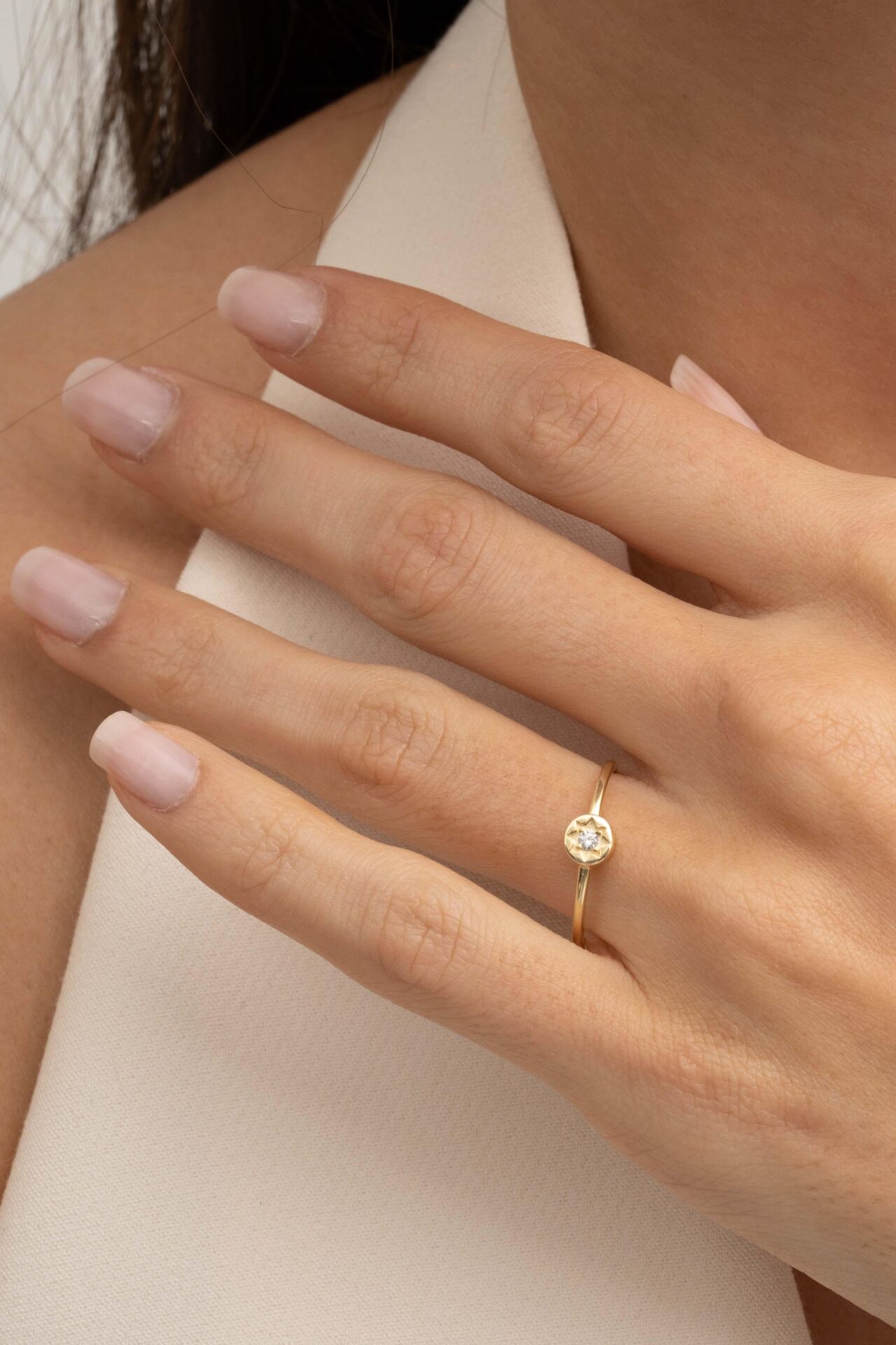 Güneş Altın Kaplama Gümüş İnce Yüzük 5948