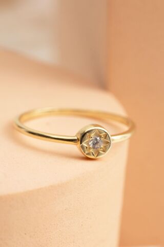 Güneş Altın Kaplama Gümüş İnce Yüzük 5948