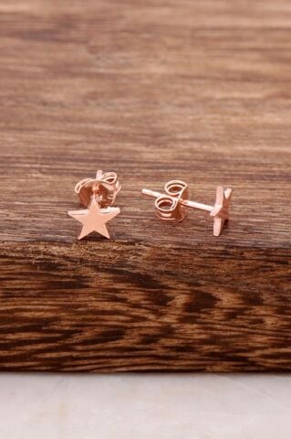 Rose Gümüş Yıldız Tasarımlı Küpe 3800