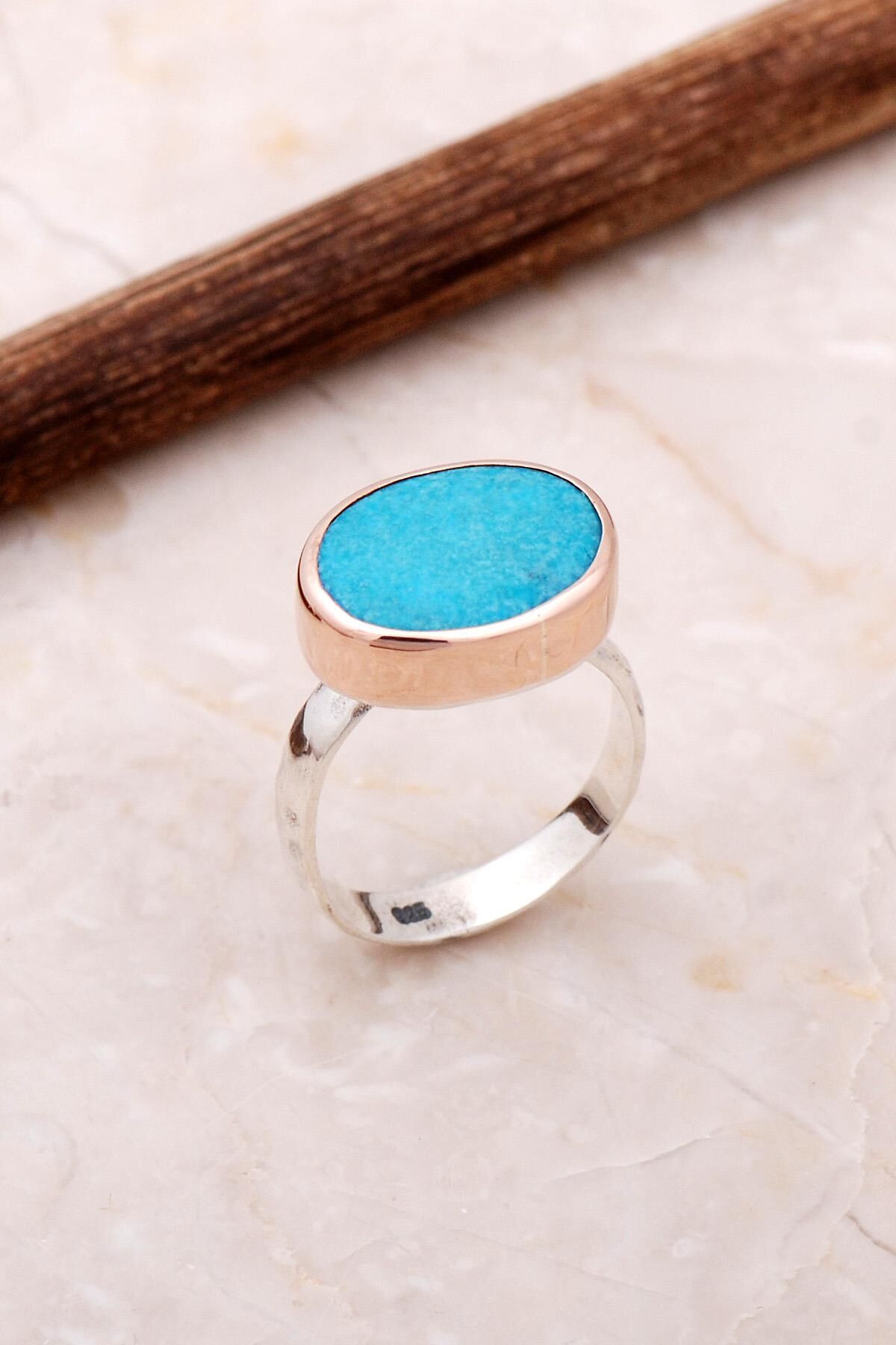 Turkuaz Elişi Trend Tasarım Gümüş Yüzük 3049