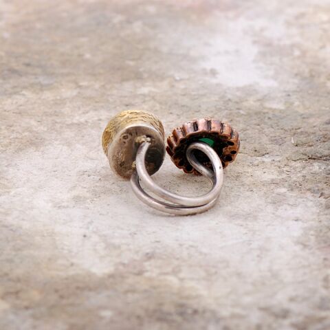 Yakut  Ve Zümrüt  Taşlı Elişi Tasarım Gümüş Yüzük  2209