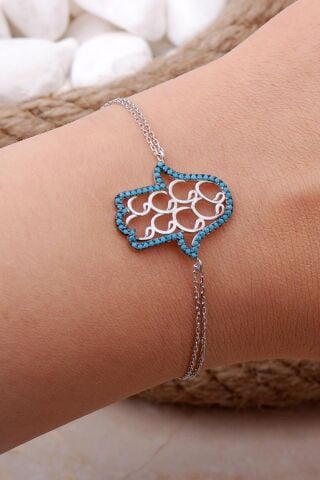 Bereket Eli Vavlı Rodyumlu Gümüş Bileklik 3950