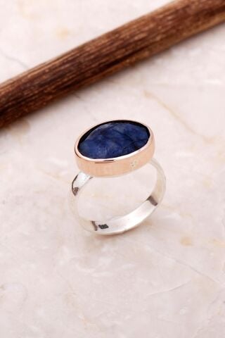 Safir Elişi Tasarım Trend Gümüş Yüzük 3050