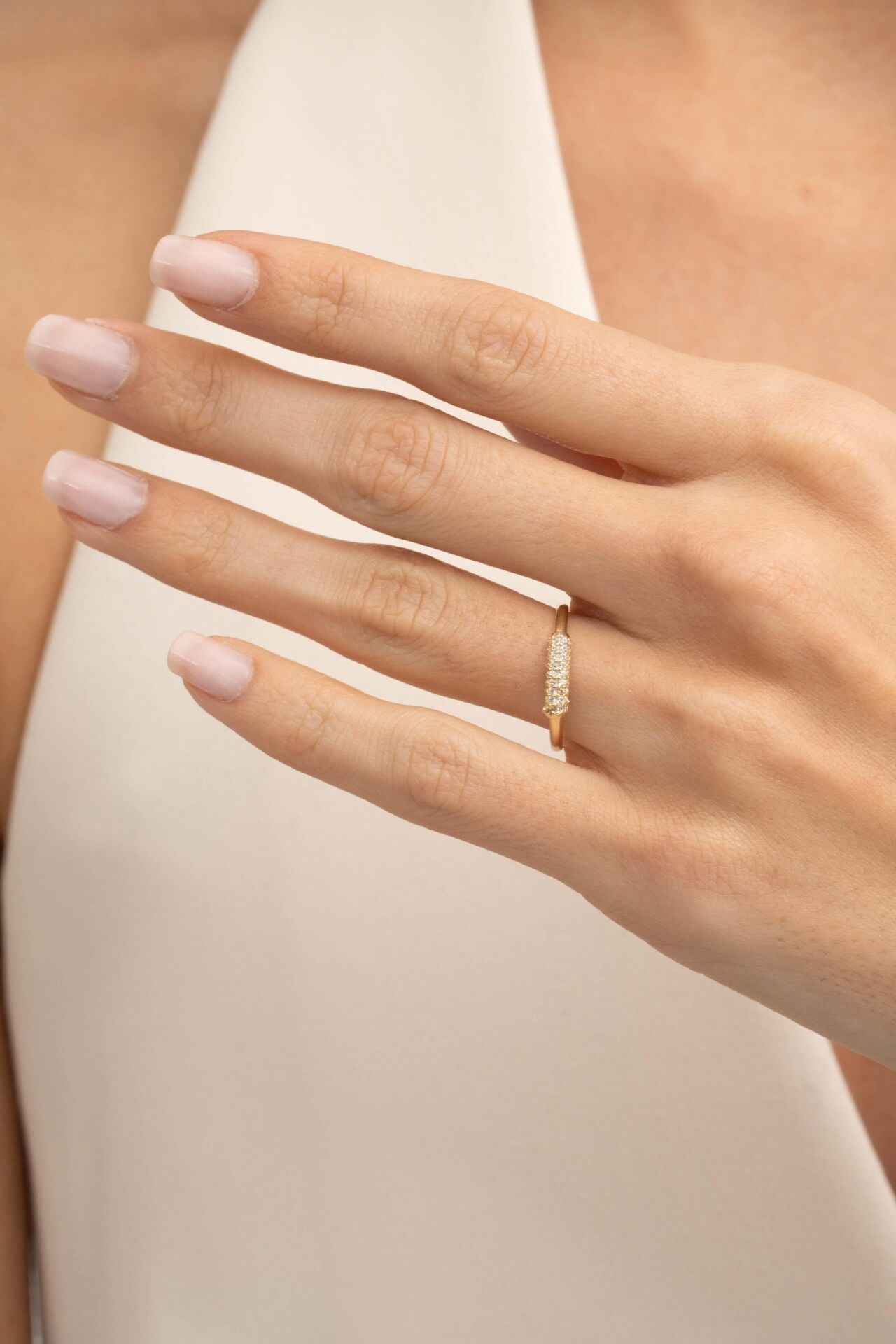 Taşlı Altın Kaplama Gümüş İnce Yüzük 5949