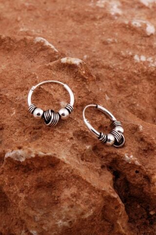 Şarnel Elişi Tasarım Sarma 16 Mm Gümüş Halka Küpe 6889