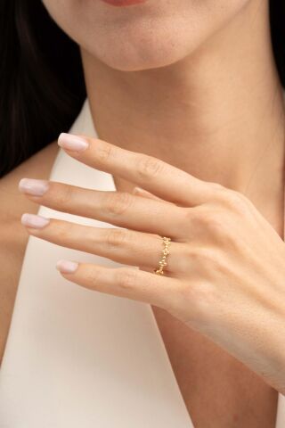 Tomurcuk Altın Kaplama Gümüş İnce Yüzük 5950