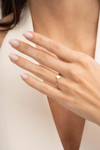 Plaka Altın Kaplama Gümüş İnce Yüzük 5951