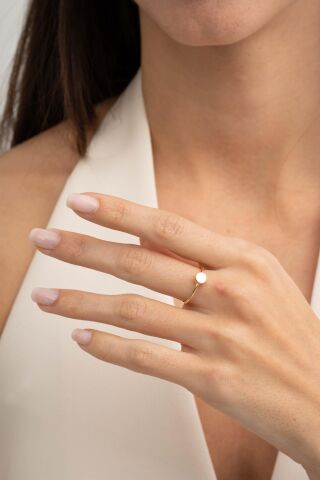 Plaka Altın Kaplama Gümüş İnce Yüzük 5951