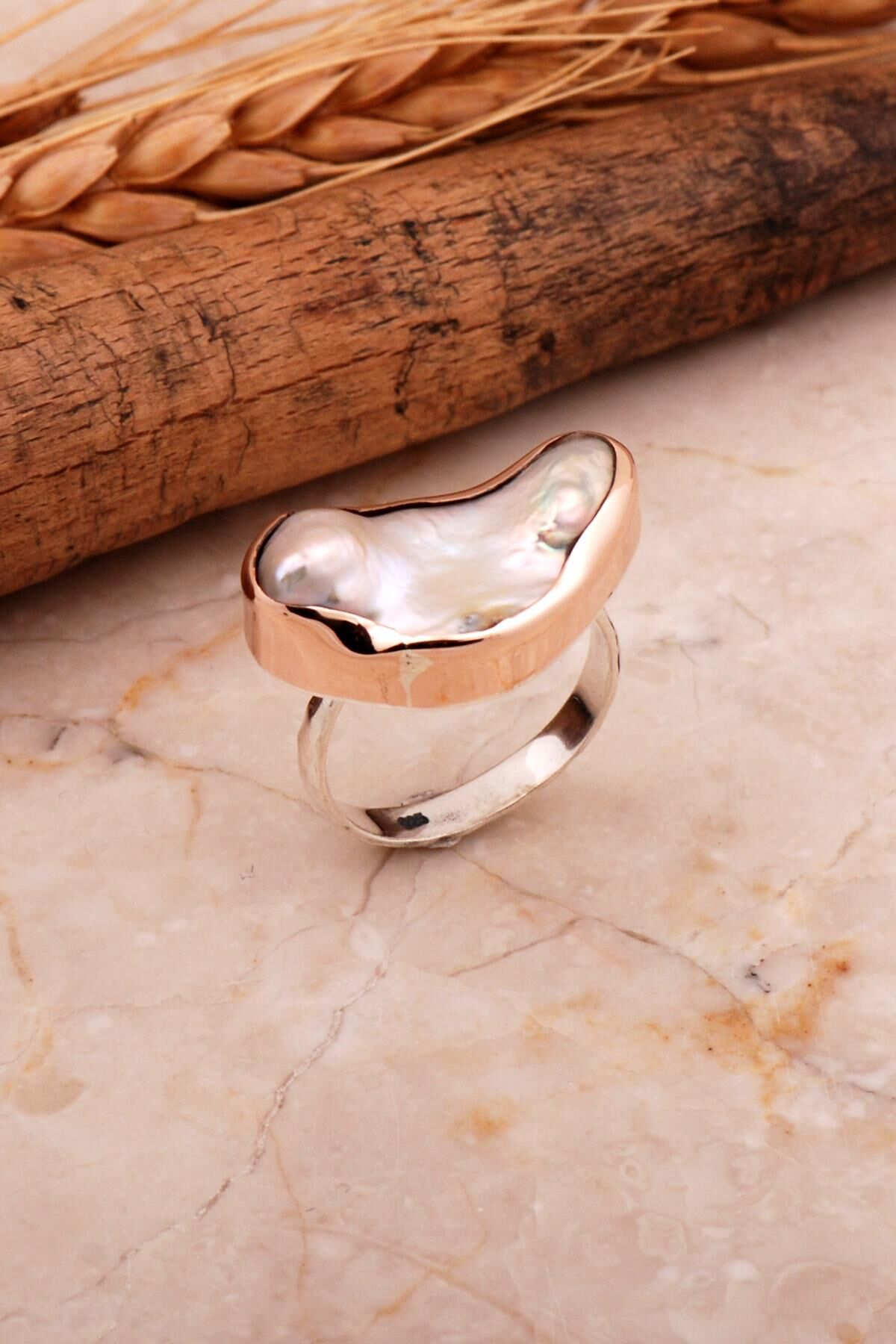 İnci Elişi Tasarım Trend Gümüş Yüzük 3053