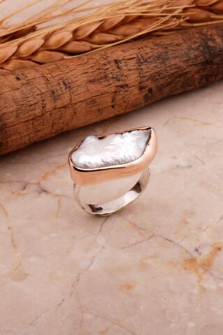 İnci Elişi Tasarım Trend Gümüş Yüzük 3053