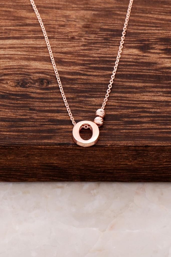 O Harfli Tasarım  Rose Gümüş Kolye 3826