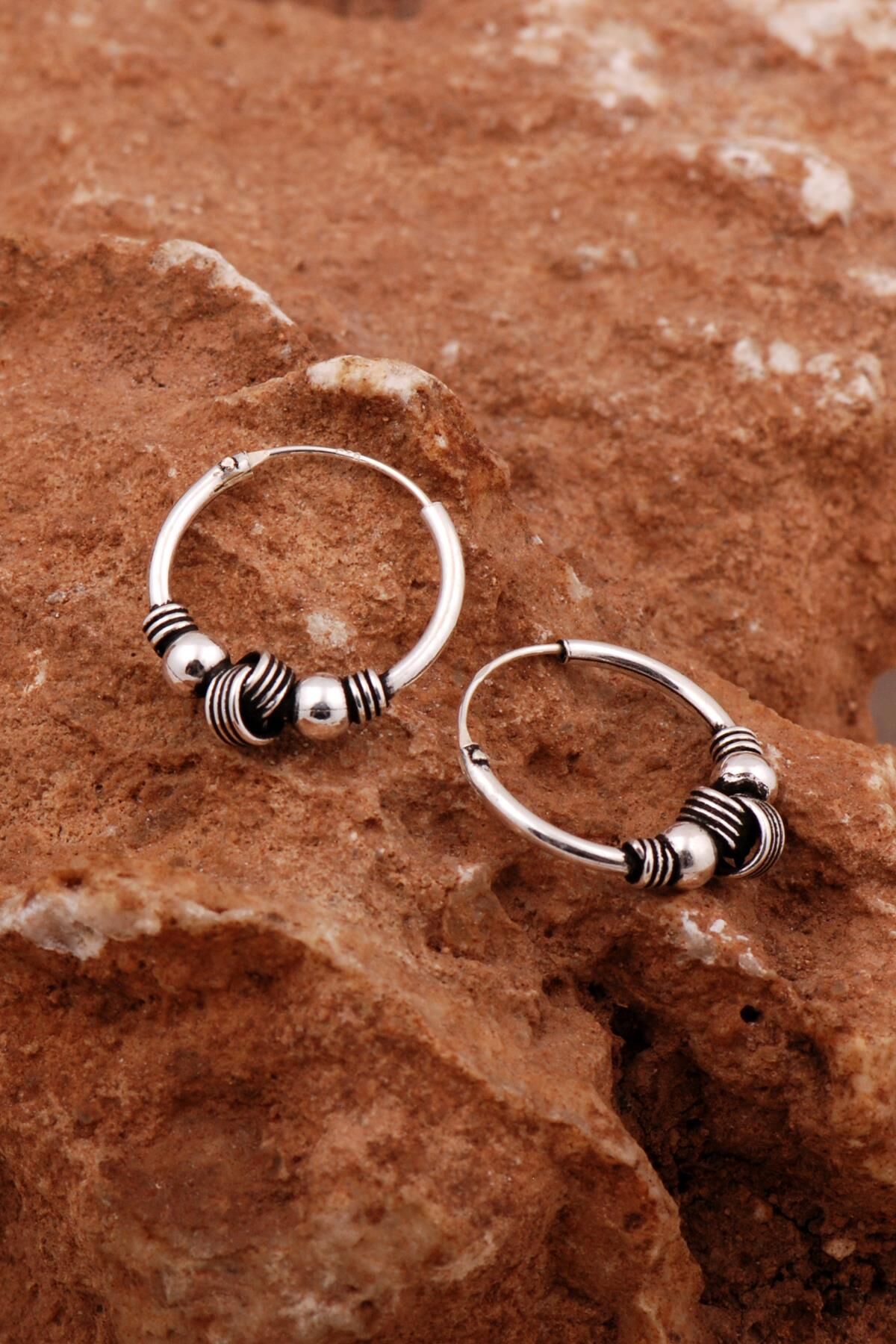 Şarnel Elişi Tasarım Sarma 18 Mm Gümüş Halka Küpe 6891