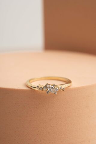 Markiz Taşlı Altın Kaplama Gümüş İnce Yüzük 5952