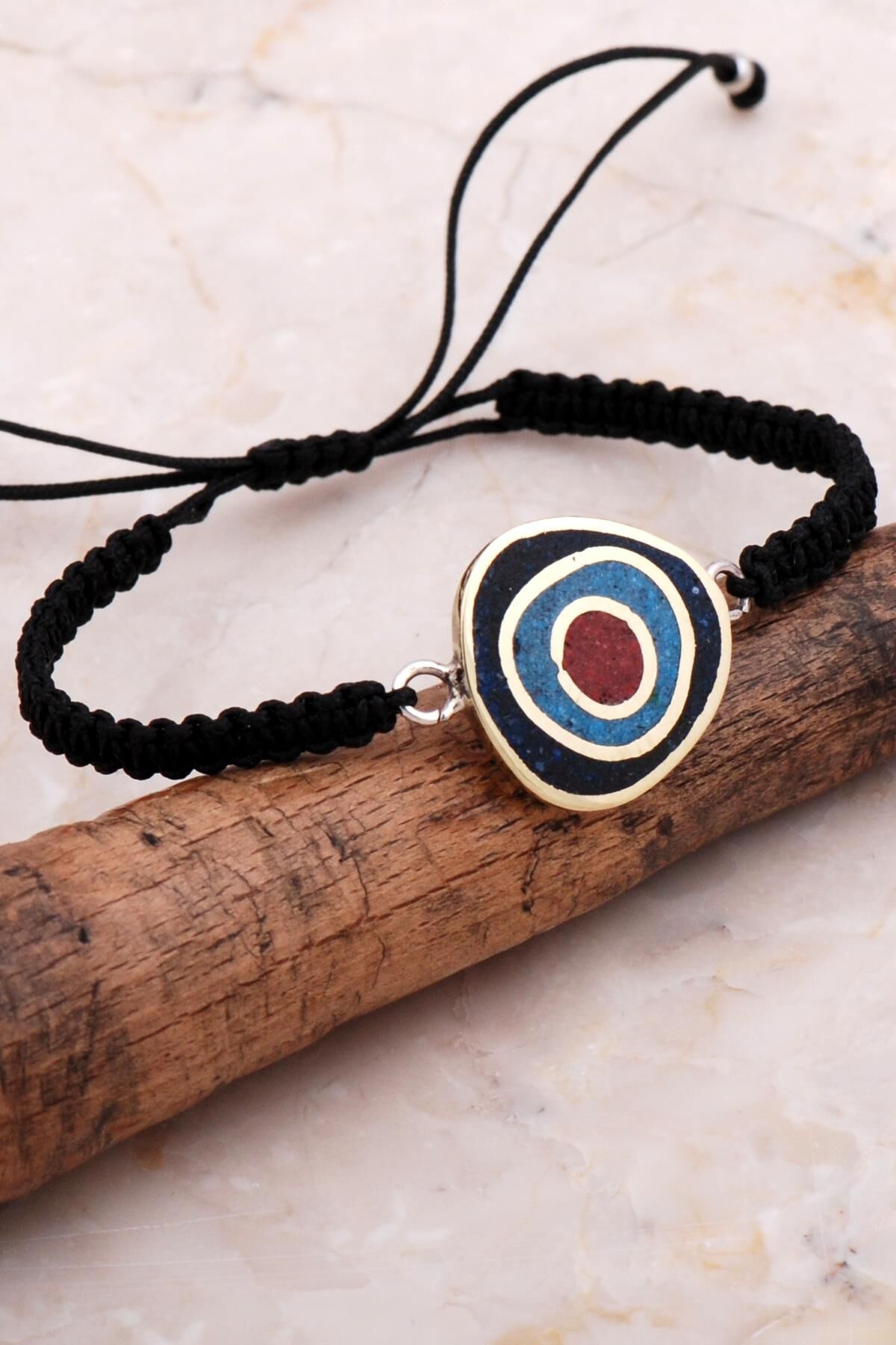 Mozaik İşlemeli Renkli Gümüş Makrome Bileklik 4271